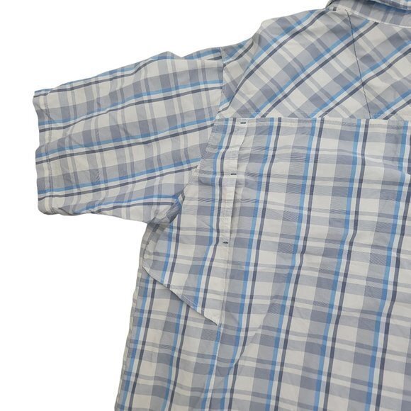 Columbia Mens Size Large Blue Plaid Short Sleeve Button Front Shirt‎ - Picture 7 of 8